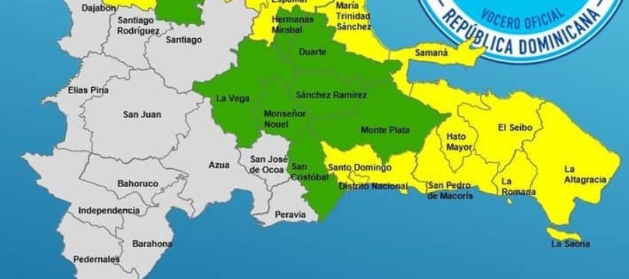 COE mantiene 19 provincias en alerta; 11 en amarilla y 8 en verde