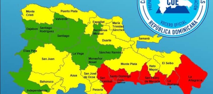 Las 31 provincias en alerta por tormenta tropical