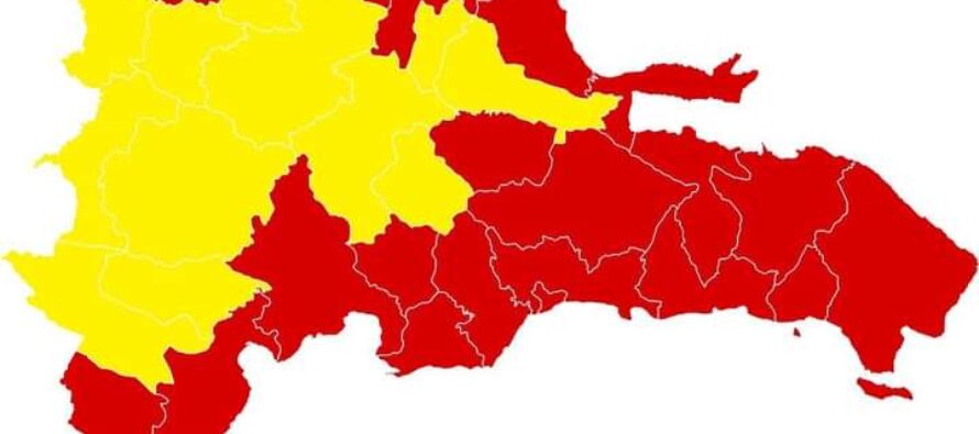 COE: continúan 20 provincias en alerta roja y 12 en amarilla