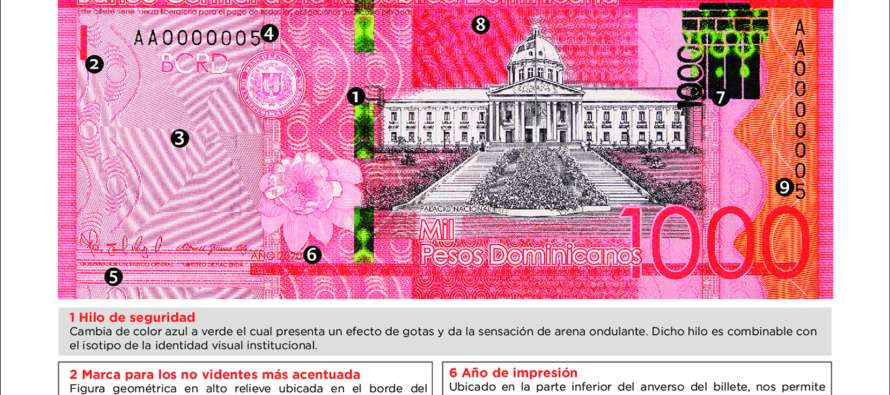 Banco Central emite billete de RD$1,000, serie 2020 con nuevo hilo de seguridad