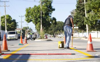 Alcaldía de SPM realiza operativo de señalización y colocación de reductores de velocidad